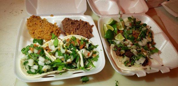 Just a few of the delicious plates to choose from! Authentic Street Tacos!