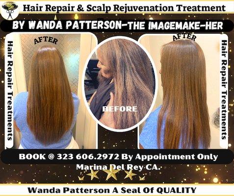 Silk Press & Style.Hair Repair, and style. 
 By Wanda Patterson in Marina Del Rey CA. Book @ 323 606.2972 By appointment only!