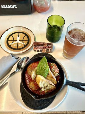 The Facci Meatballs and draft beer. Facci is steps from the Inner Harbor and minutes from The "Charm'tastic Mile".