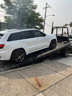 My vehicle being towed away