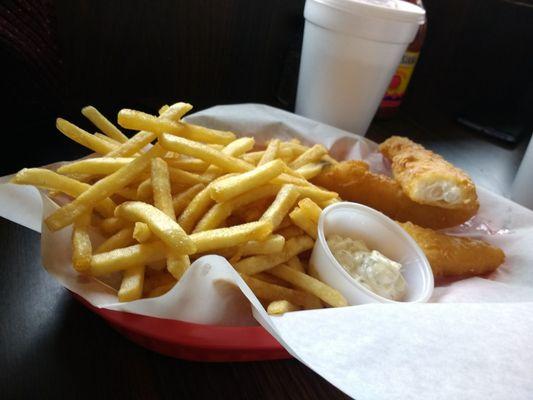 The fish sticks were fried to perfection. The French fries were meticulously crafted. This place knows how to fry!