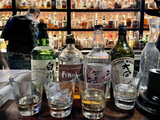 Japanese whiskey flight curated for us by the bartenders