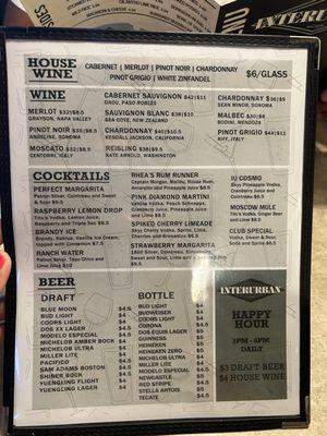 Drink menu