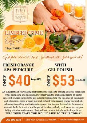 LIMITED TIME OFFER!

1420 S Main St
West Bend, WI 53095

262-306-1033

https://modernnailsspawi.com/