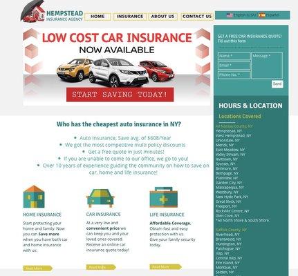 Website developed for an insurance agency located in Hempstead, New York. cheapcarinsurancedeal.com