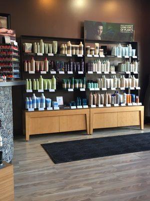 Aveda products nicely displayed.