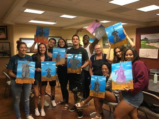 College Night, fun group of young people to paint with.