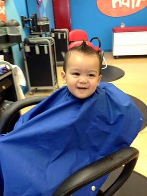 Little man was happy to get his hair cut