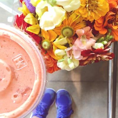 Fresh flower. Fresh made smoothies. Happy me.