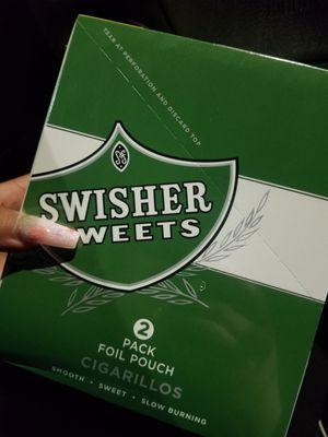 A box of green Swishers.