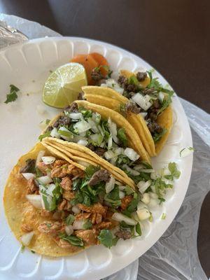 Asada and chicken tacos