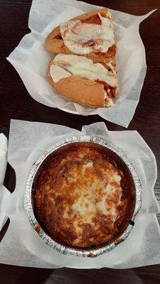 Chicken Parm Sub and Lasagna