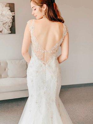 Gorgeous deep back on a wedding dress in Fishers, Indiana.