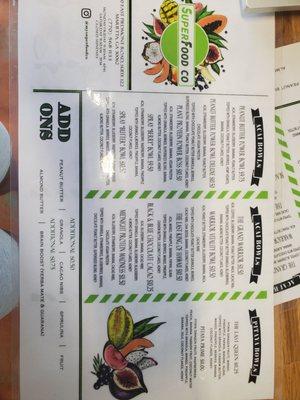 Menu side 1