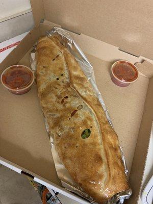 Large Stromboli (The Works) it's huge and sooooo good!