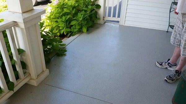 This patio has been grinded with diamonds and coated using a quartz and epoxy coating system.