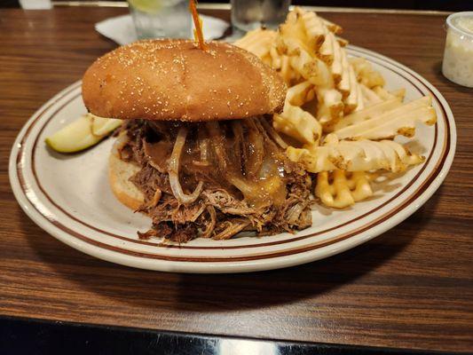 Pot Roast Burger Combo with Waffle Fries