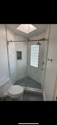 Frameless Sliding Glass Shower Enclosure Santa Clarita CA