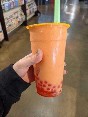 Tropical Temptation with strawberry popping boba