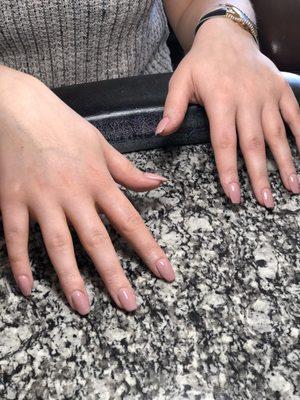 Dip Powder on client's natural nails