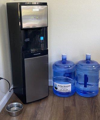 5 gal water jugs and bottom loading dispenser