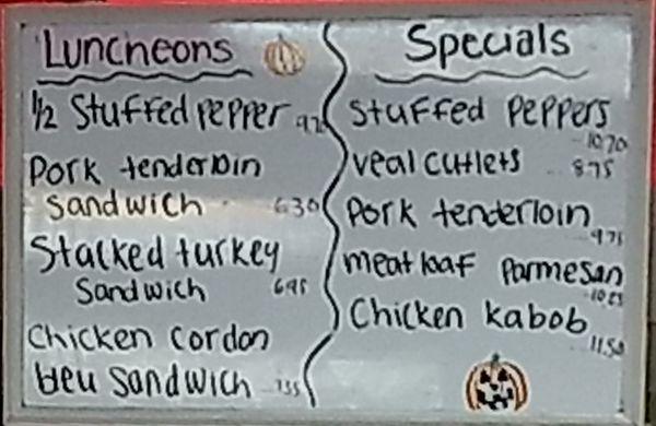 Daily Specials on the board over the counter.