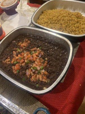 Large fajita platter beans and rice