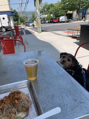 Pulled pork sandwich and a local pale ale.