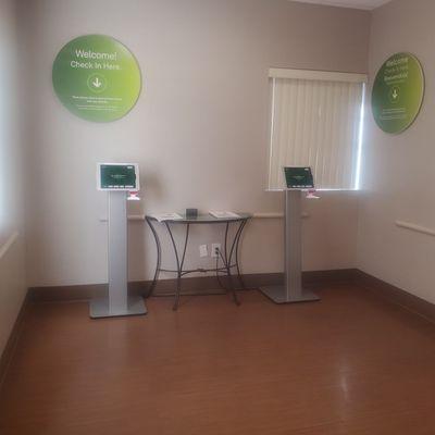 This is where you sign in to your appt. And then someone comes out the back office to call on you when it's your turn.