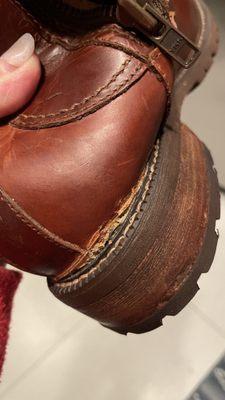 Another angle of poorly done heel repair.