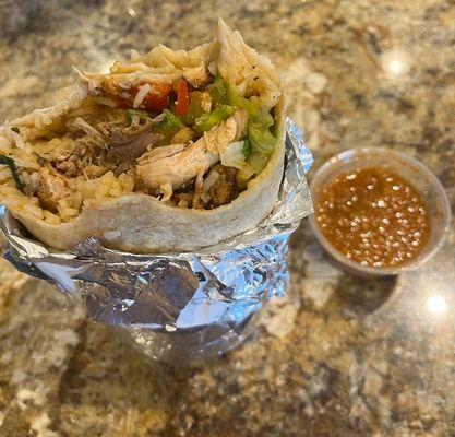 Carnitas and Barbocoa Burrito