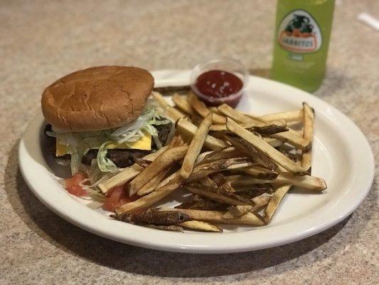 Hamburger and fries