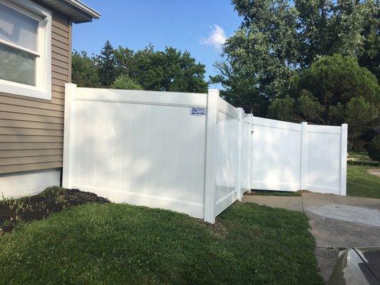 Our 6' white vinyl fence