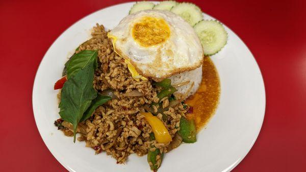 Pad Gra Pao with fried egg