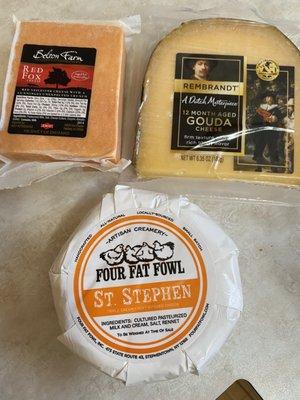 A few of the cheeses purchased from the front of the shop  (all equally delicious!!)