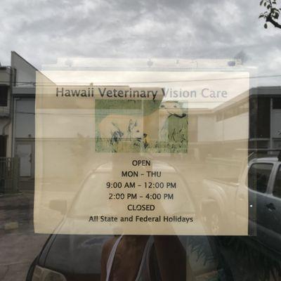 Hawai'i Veterinary Vision Center Hours