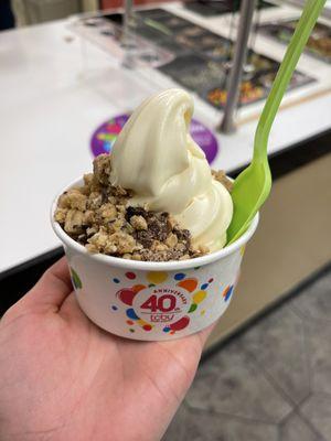 Golden Vanilla soft serve with Heath & cookie dough