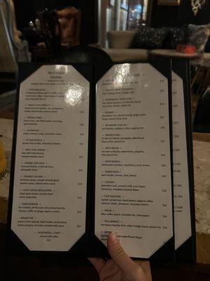 Cocktail menu