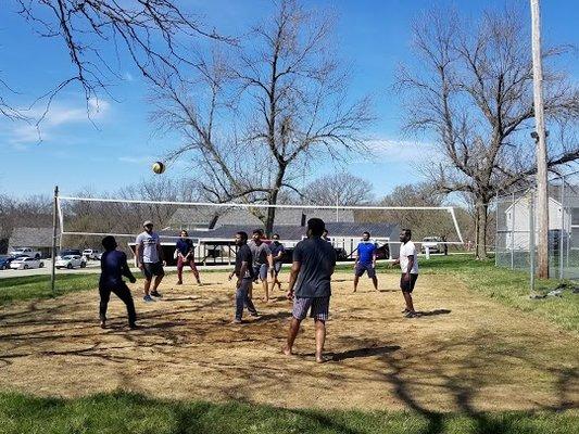 Haymeadow residents enjoying Sand Volleyball