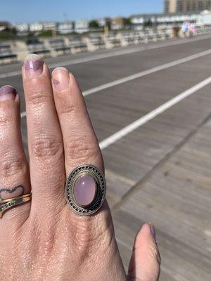 Purple agate silver ring