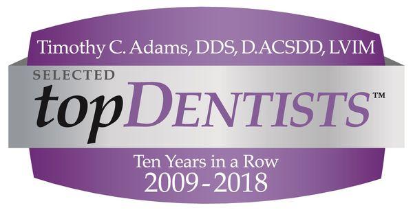 Voted by his peers as Indianapolis Monthly topDentist 10 years in a row: 2009,2010,2011,2012,2013, 2014,2015,2016,2017,2018.