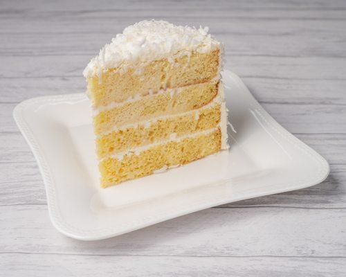 Tres leches coconut cake slice