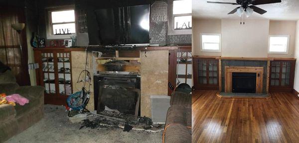 Fire Damage Restoration before and after