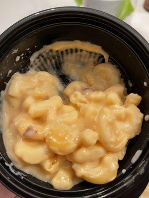 Mystery chunks in Mac and cheese that they sent us instead of the fresh fruit we had ordered.