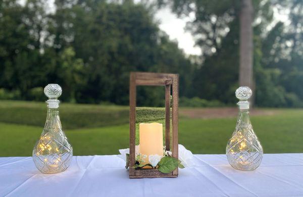 Lantern centerpieces with LED candles