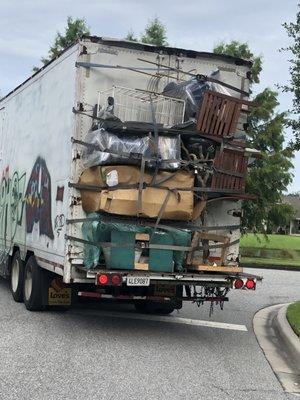 My stuff on back of Truck that delivered my things recognize my boxed chandelier? 5 items