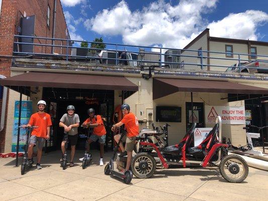 ChattaScooters in front of Adventure Sports Innovation store