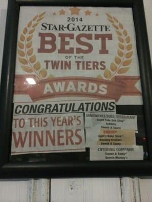 Sweet n saucy got 3 best of the twin tiers awards