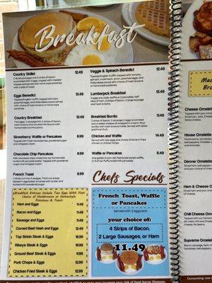 Breakfast menu