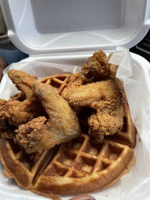 3 whole Wings and Waffle